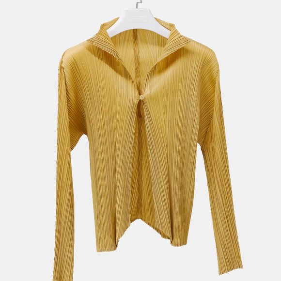 Issey Miyake Pleats Please Single Tan Button Jacket - Picture 1 of 9